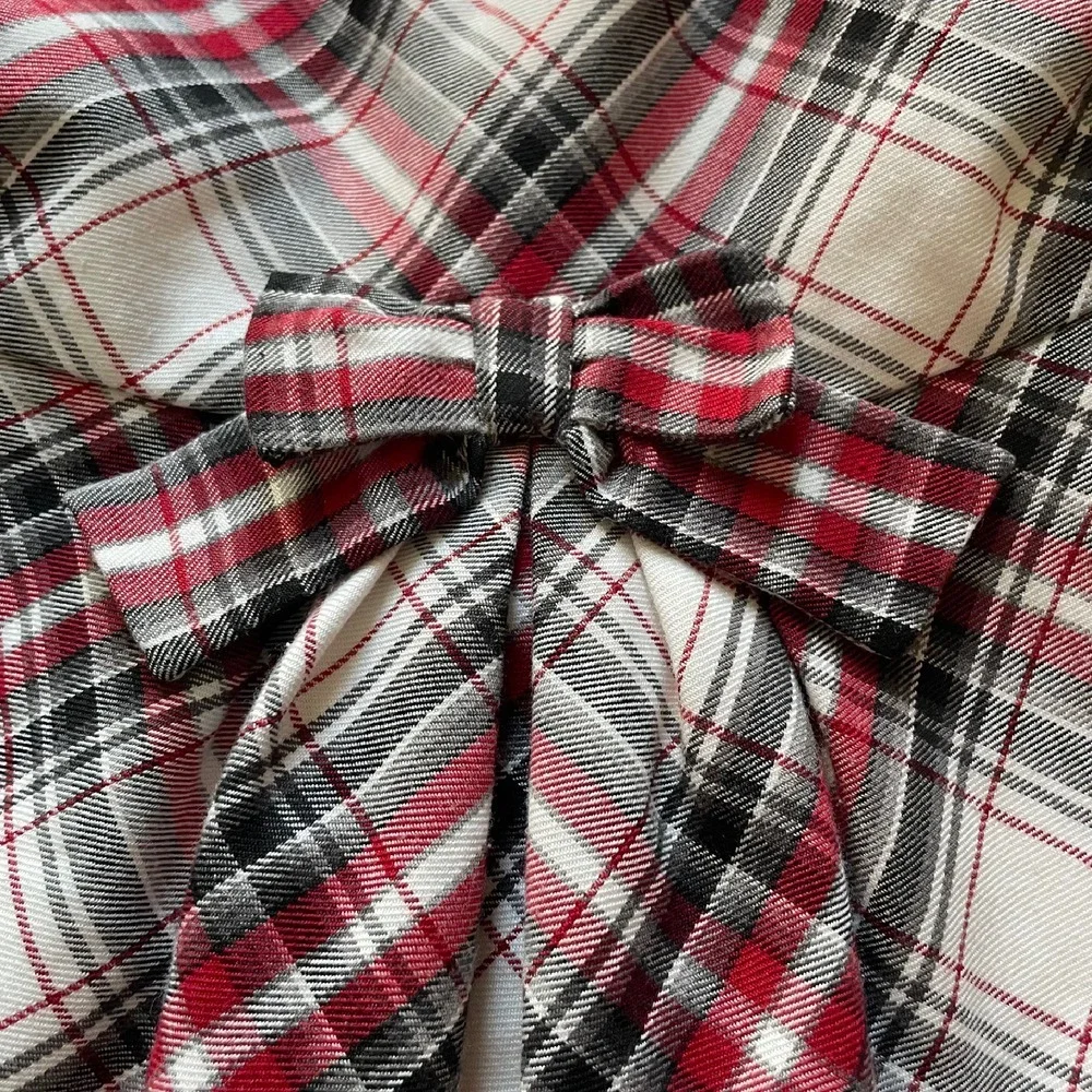The Children's Place lined Plaid Dress white Holiday Party Bow Girls 24‎ months